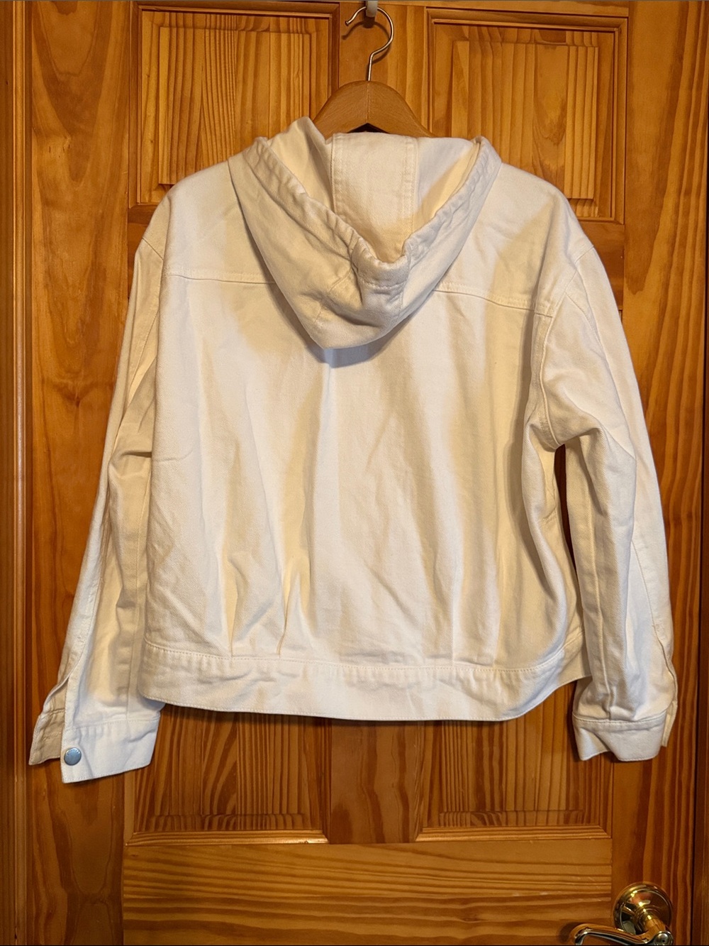 Democracy White Hooded Denim Jacket with Snap Front - Picture 7 of 7